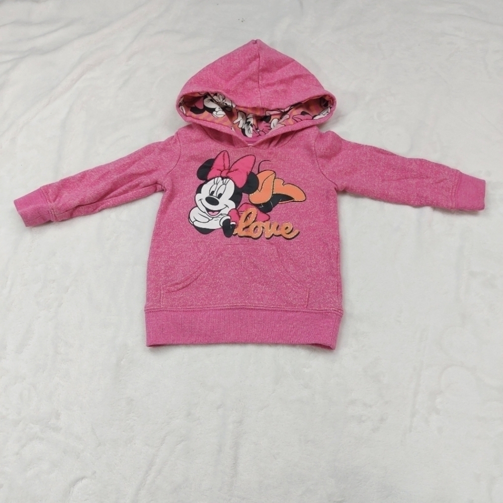DISNEY MINNIE MOUSE LOVE INFANT PINK PULLOVER COTTON BLEND HOODIE SIZE 12 MONTHS